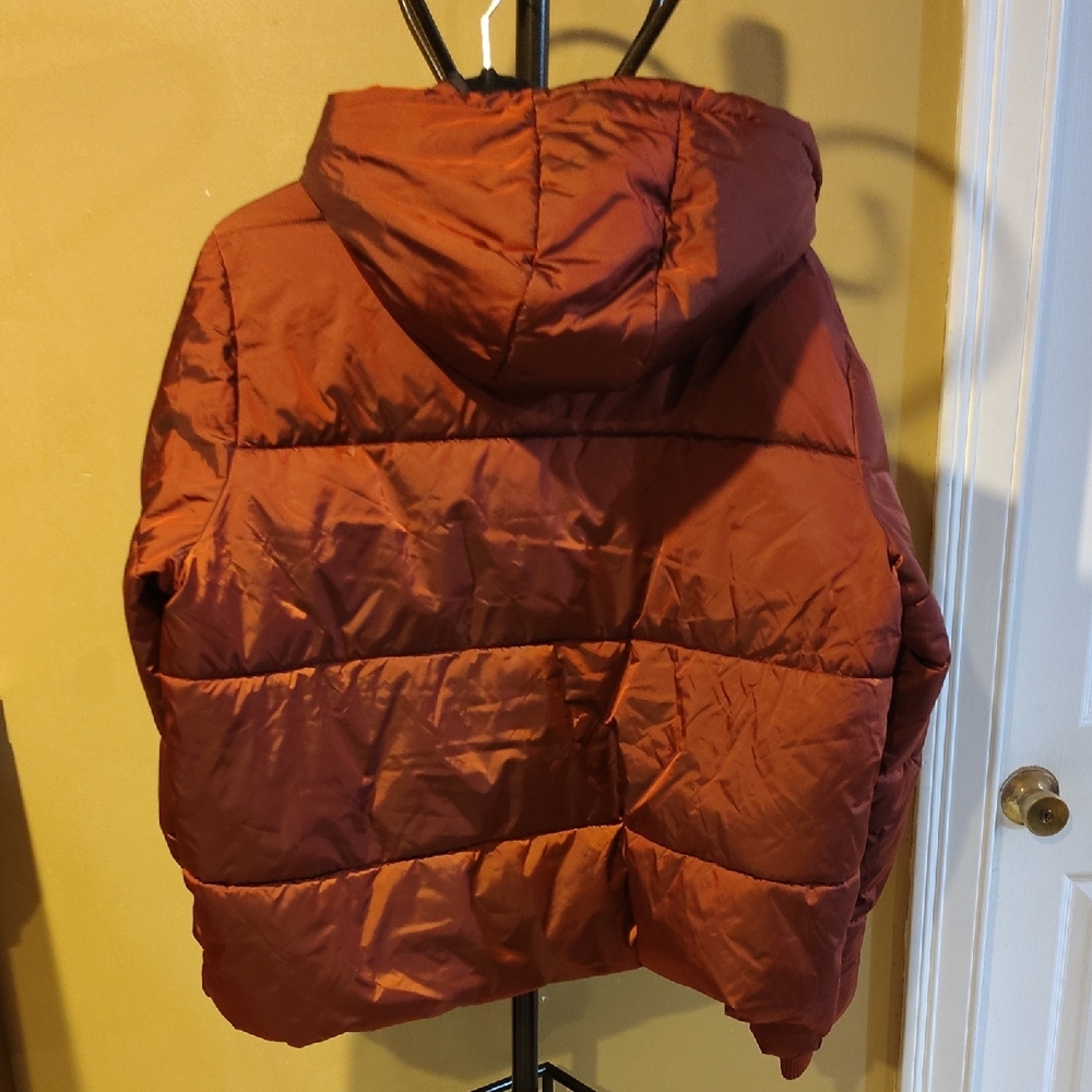 Rust Puff Jacket with Hood - Picture 3 of 3
